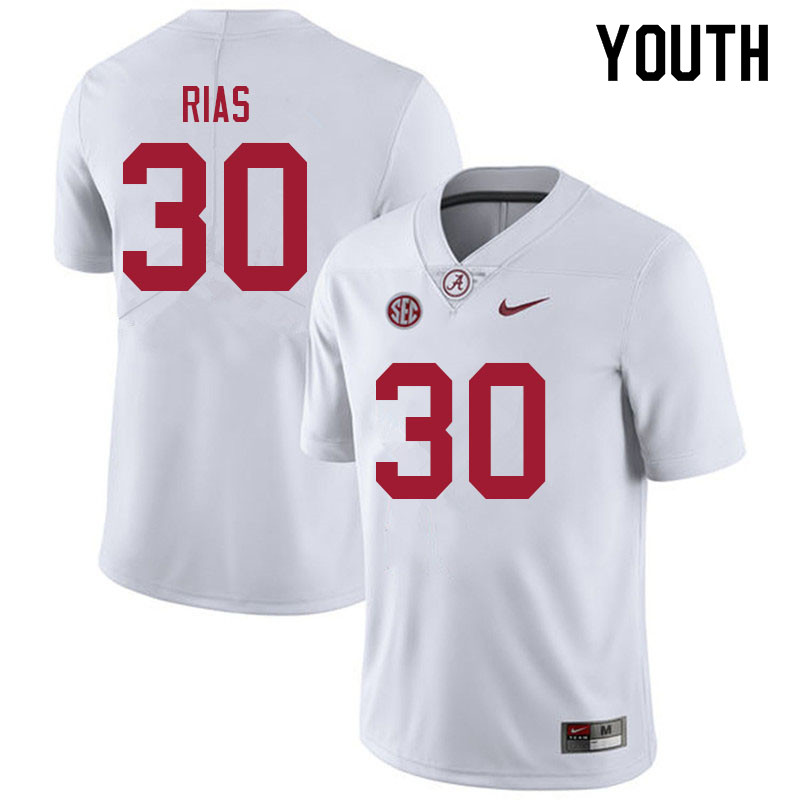 Youth #30 DJ Rias Alabama Crimson Tide College Football Jerseys Sale-White